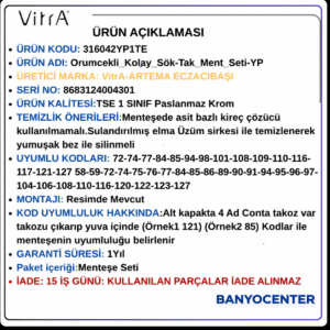 VİTRA Yavaş Kapanır Klozet Kapağı Menteşe Seti Örümcekli Kolay Montaj (316042Yp1Te)