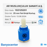 AR-YAK 25'lik Ayaksız Kartuş Tek Su Girişli (102125201)